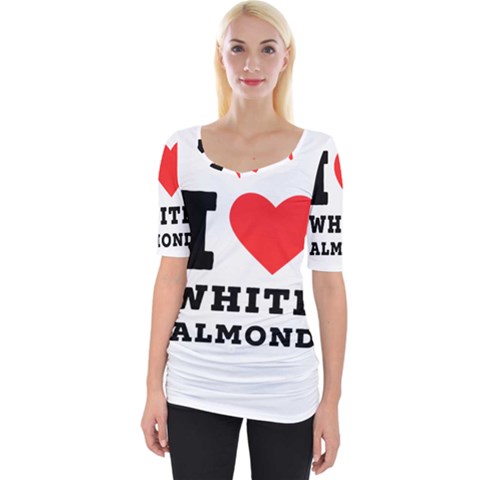 I Love White Almond Wide Neckline Tee by ilovewhateva