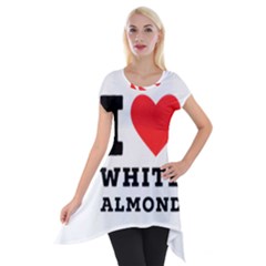 I Love White Almond Short Sleeve Side Drop Tunic by ilovewhateva