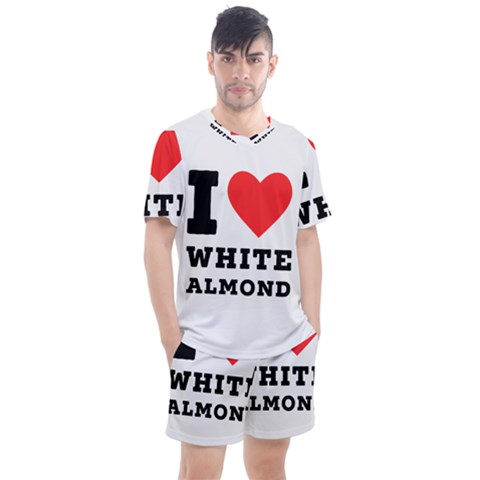 I Love White Almond Men s Mesh Tee And Shorts Set by ilovewhateva