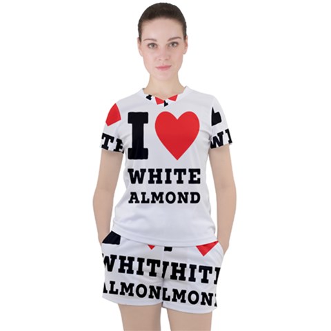 I Love White Almond Women s Tee And Shorts Set by ilovewhateva