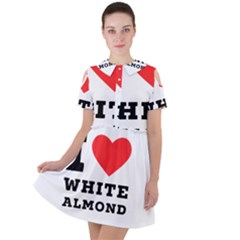 I Love White Almond Short Sleeve Shoulder Cut Out Dress  by ilovewhateva