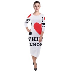 I Love White Almond Quarter Sleeve Midi Velour Bodycon Dress by ilovewhateva