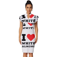 I Love White Almond Vintage Frill Sleeve V-neck Bodycon Dress by ilovewhateva