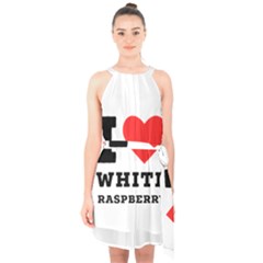 I Love White Raspberry Halter Collar Waist Tie Chiffon Dress by ilovewhateva