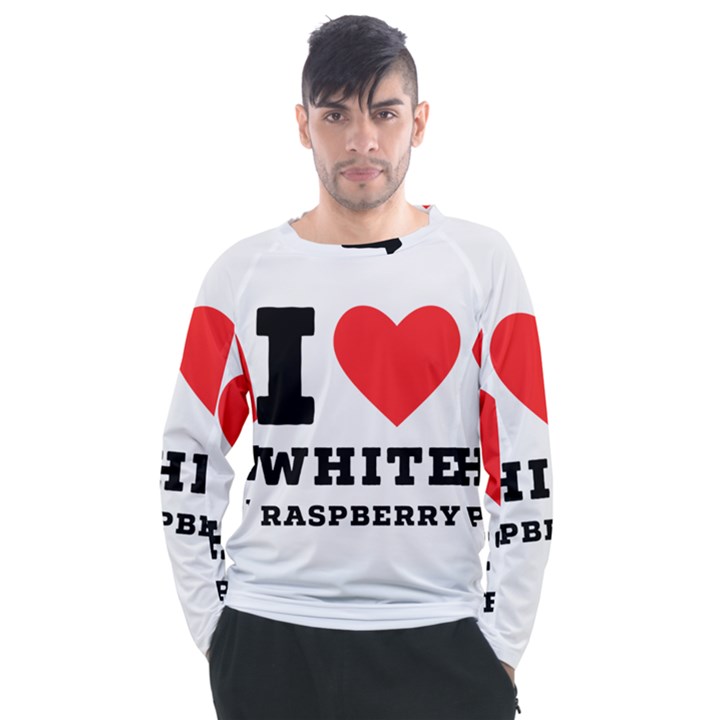 I love white raspberry Men s Long Sleeve Raglan Tee