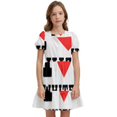 I Love White Raspberry Kids  Puff Sleeved Dress by ilovewhateva