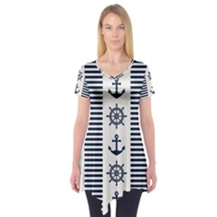 Nautical-seamless-pattern-vector-illustration Short Sleeve Tunic  by Salman4z