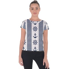 Nautical-seamless-pattern-vector-illustration Short Sleeve Sports Top  by Salman4z