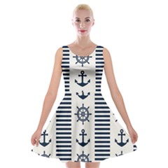 Nautical-seamless-pattern-vector-illustration Velvet Skater Dress