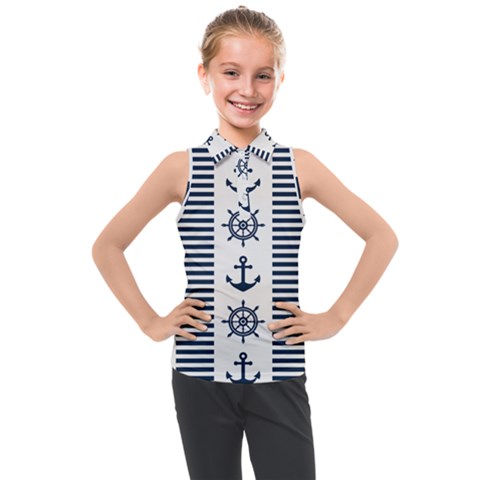 Nautical-seamless-pattern-vector-illustration Kids  Sleeveless Polo Tee by Salman4z