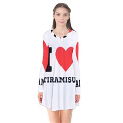 I Love Tiramisu Long Sleeve V-neck Flare Dress by ilovewhateva