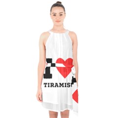 I Love Tiramisu Halter Collar Waist Tie Chiffon Dress by ilovewhateva