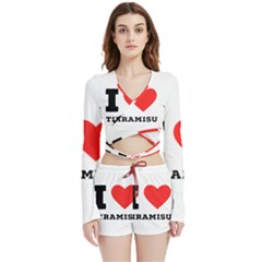 I Love Tiramisu Velvet Wrap Crop Top And Shorts Set by ilovewhateva