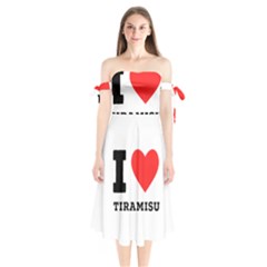 I Love Tiramisu Shoulder Tie Bardot Midi Dress by ilovewhateva