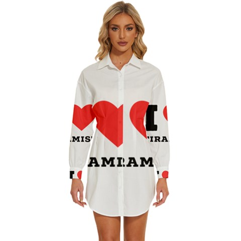 I Love Tiramisu Womens Long Sleeve Shirt Dress by ilovewhateva