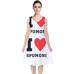 I Love Spumoni V-neck Midi Sleeveless Dress  by ilovewhateva