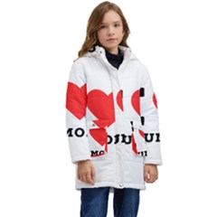 I Love Spumoni Kids  Hooded Longline Puffer Jacket by ilovewhateva