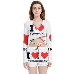 I Love Spumoni Velvet Wrap Crop Top And Shorts Set by ilovewhateva