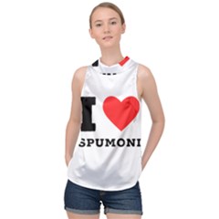 I Love Spumoni High Neck Satin Top by ilovewhateva