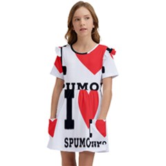 I Love Spumoni Kids  Frilly Sleeves Pocket Dress by ilovewhateva