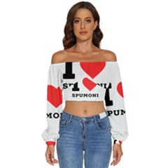 I Love Spumoni Long Sleeve Crinkled Weave Crop Top by ilovewhateva