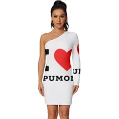 I Love Spumoni Long Sleeve One Shoulder Mini Dress by ilovewhateva