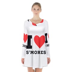 I Love S’mores  Long Sleeve Velvet V-neck Dress by ilovewhateva