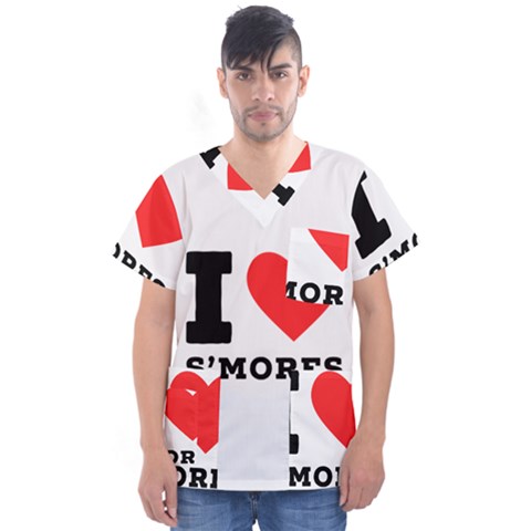 I Love S’mores  Men s V-neck Scrub Top by ilovewhateva