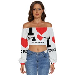 I Love S’mores  Long Sleeve Crinkled Weave Crop Top by ilovewhateva