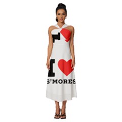 I Love S’mores  Sleeveless Cross Front Cocktail Midi Chiffon Dress by ilovewhateva