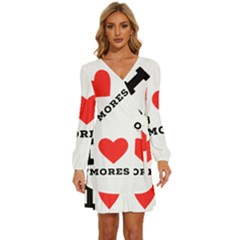 I Love S’mores  Long Sleeve Waist Tie Ruffle Velvet Dress by ilovewhateva