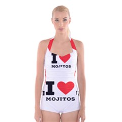 I Love Mojitos  Boyleg Halter Swimsuit  by ilovewhateva