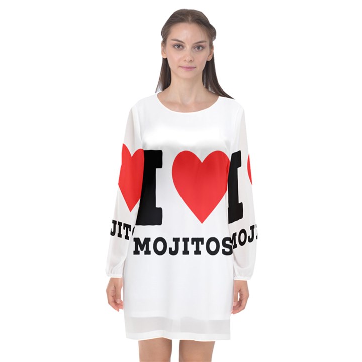 I love mojitos  Long Sleeve Chiffon Shift Dress 