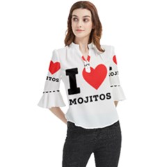 I love mojitos  Loose Horn Sleeve Chiffon Blouse