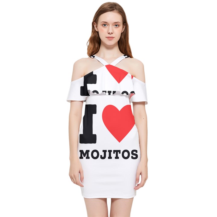 I love mojitos  Shoulder Frill Bodycon Summer Dress