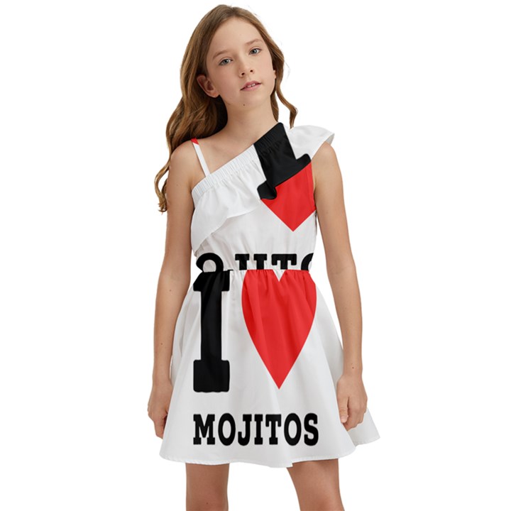 I love mojitos  Kids  One Shoulder Party Dress