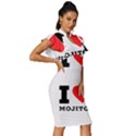 I love mojitos  Vintage Frill Sleeve V-Neck Bodycon Dress View3