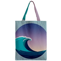 Tsunami Tidal Waves Wave Minimalist Ocean Sea Zipper Classic Tote Bag by Ravend