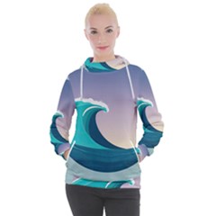 Tsunami Tidal Waves Wave Minimalist Ocean Sea Women s Hooded Pullover