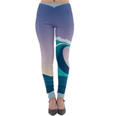 Tsunami Tidal Waves Wave Minimalist Ocean Sea Lightweight Velour Leggings by Ravend