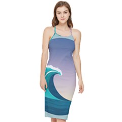 Tsunami Tidal Waves Wave Minimalist Ocean Sea Bodycon Cross Back Summer Dress by Ravend