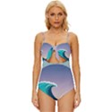 Tsunami Tidal Waves Wave Minimalist Ocean Sea Knot Front One-Piece Swimsuit View1