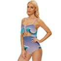 Tsunami Tidal Waves Wave Minimalist Ocean Sea Knot Front One-Piece Swimsuit View2