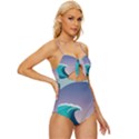 Tsunami Tidal Waves Wave Minimalist Ocean Sea Knot Front One-Piece Swimsuit View3