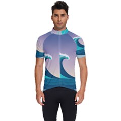 Tsunami Tidal Waves Wave Minimalist Ocean Sea Men s Short Sleeve Cycling Jersey