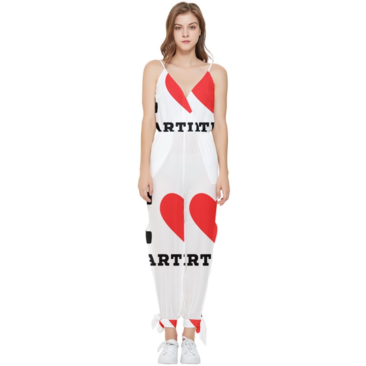 I love martini Sleeveless Tie Ankle Chiffon Jumpsuit