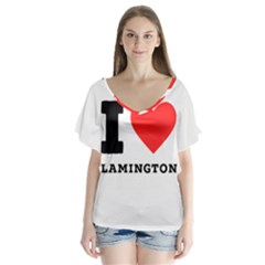 I Love Lamington V-neck Flutter Sleeve Top by ilovewhateva