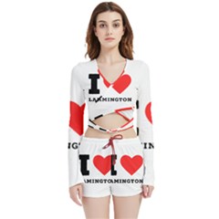 I Love Lamington Velvet Wrap Crop Top And Shorts Set by ilovewhateva