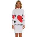 I love lamington Long Sleeve Shirt Collar Bodycon Dress View1