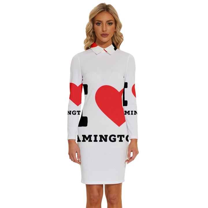 I love lamington Long Sleeve Shirt Collar Bodycon Dress